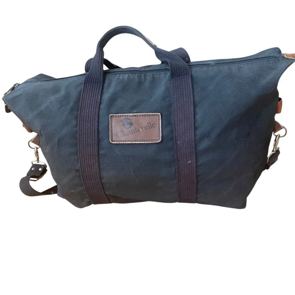 Chanterelle Repurposed Rubber Duffel Bag Adjustable Strap Leather‎ Accents